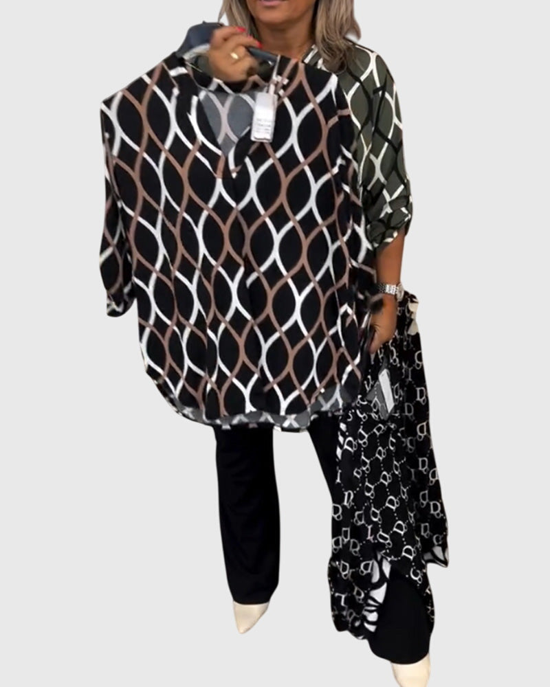 Pippa | Casual Long Sleeve Patterned Blouse