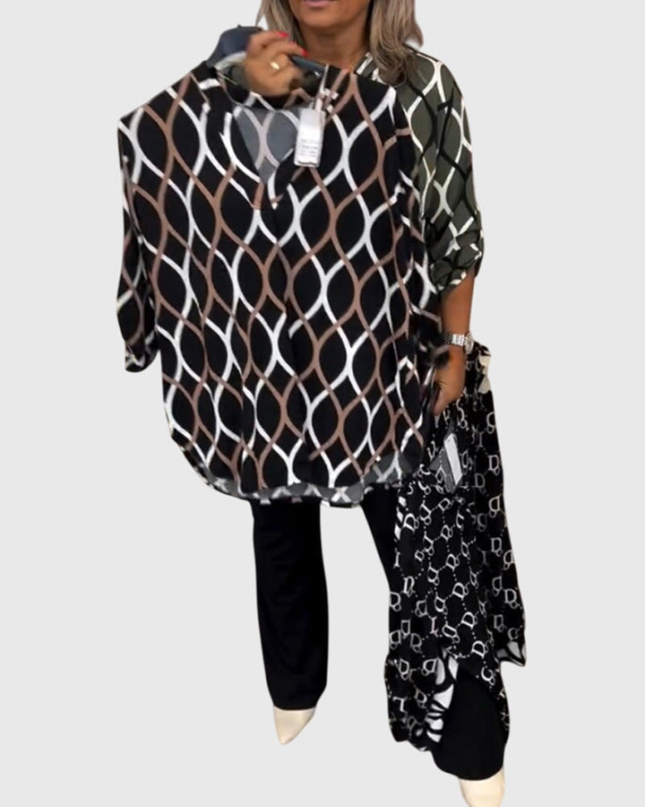 Pippa | Casual Long Sleeve Patterned Blouse