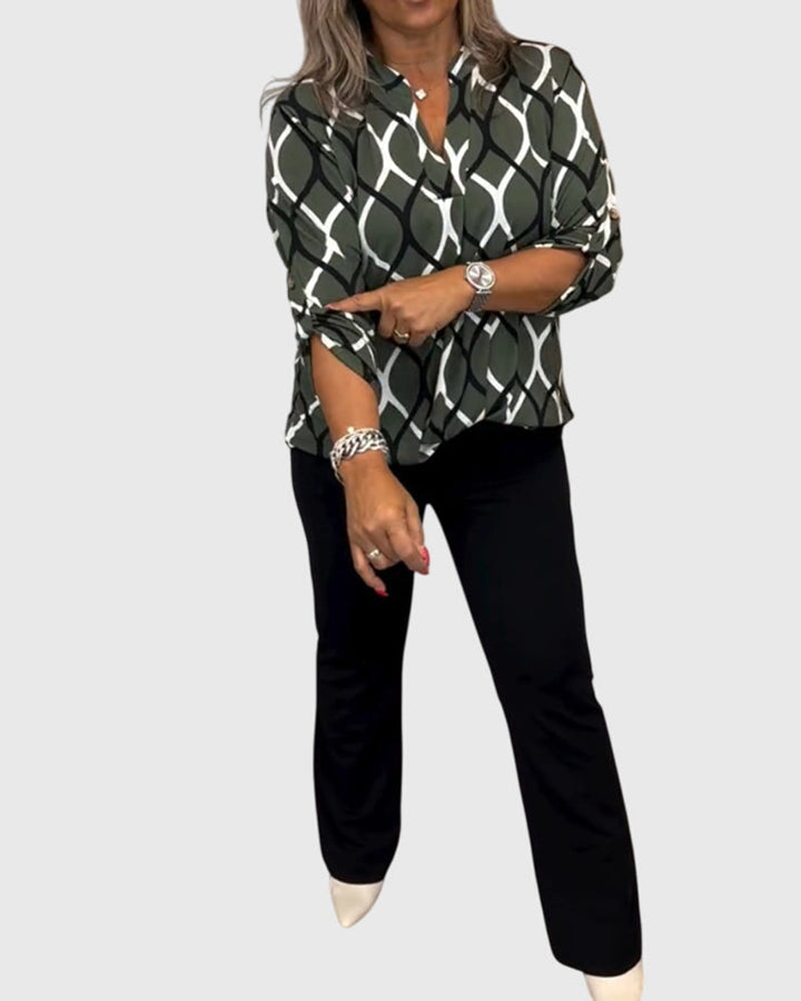 Pippa | Casual Long Sleeve Patterned Blouse